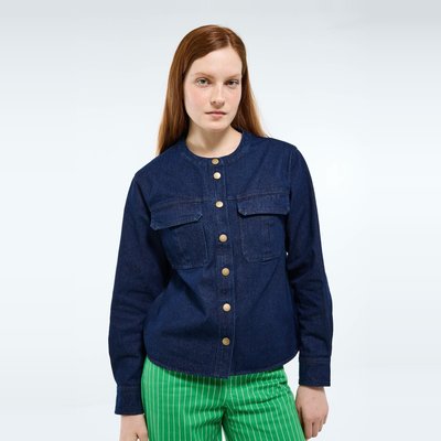 Chemise manches longues denim en coton MONOPRIX