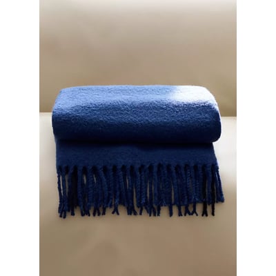 Couverture en laine cardée avec détail de franges MANGO HOME