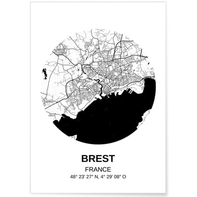Affiche Carte Brest L'AFFICHERIE