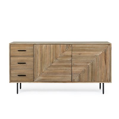 Buffet en bois de manguier 2 portes 3 tiroirs pieds métal noir L160 - MANAUS HELLIN, DEPUIS 1862