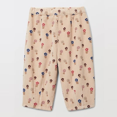 Pantalon taille élastique en velours imprimé en coton BIO GOTS BOUT'CHOU