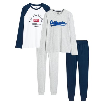 Pack of 2 Pyjamas in Slogan Print Cotton Jersey LA REDOUTE COLLECTIONS