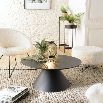 Table basse ronde pied cône bois et métal 78 cm CORUMBA PIER IMPORT