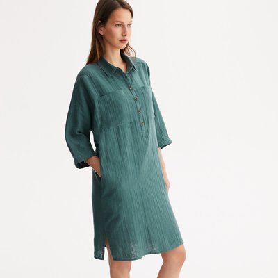 Vestido recto, largo midi de algodón ANNE WEYBURN