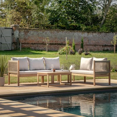 Morley 5 Seater Acacia Garden Corner Sofa Set SO'HOME