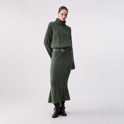 Pull col roulé torsadé avec strass LIU JO