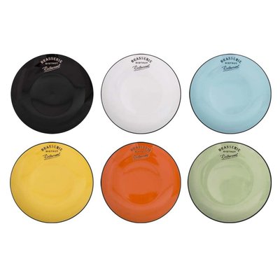 Assiettes colorées Brasserie bistrot (Lot de 6) Assiettes plates - 21,5 cm ANTIC LINE CRÉATIONS