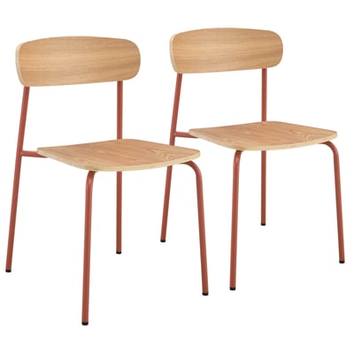 Lot de 2 chaises en métal et bois, LILA OVIALA