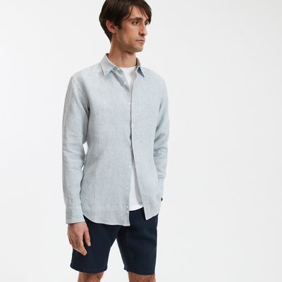 Chemise droite rayée en lin, manches longues LA REDOUTE COLLECTIONS