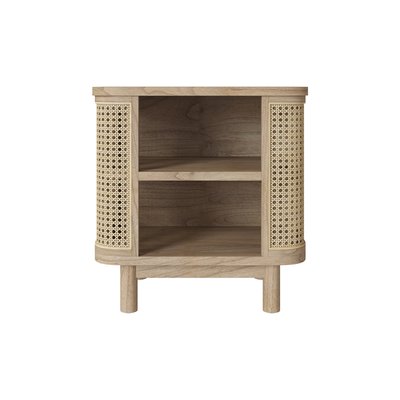 Table de chevet en bois massif et cannage - ANTIK RENDEZ-VOUS DÉCO