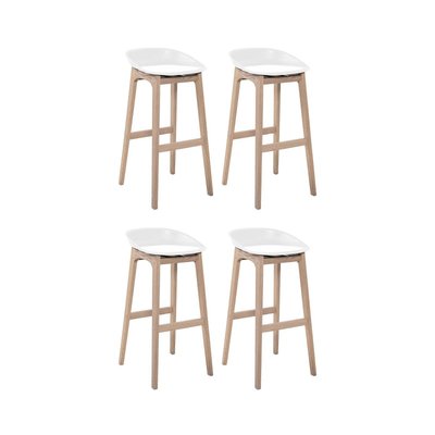 Lot de tabourets de bar en chêne et assise plastique 75cm RIVA MOB IN