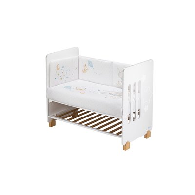 Lit Bébé Star Nature  and  Parure de lit 2 Pcs. elefant Bleu INTERBABY
