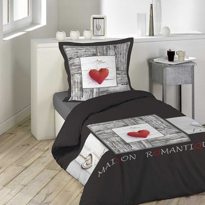Parure Housse de couette imprime Collection Coeur Romantique DOUCEUR D'INTÉRIEUR