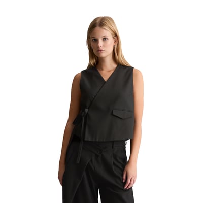 Gilet crossover décontracté en polyester recyclé, viscose et élasthanne MARC O’POLO DENIM