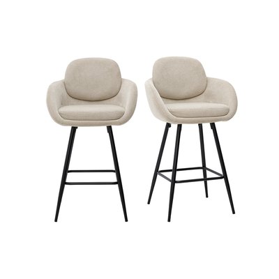 Tabourets de bar en tissu chenille terre brûlée et métal noir H68.5 cm (lot de 2) SLAKE MILIBOO