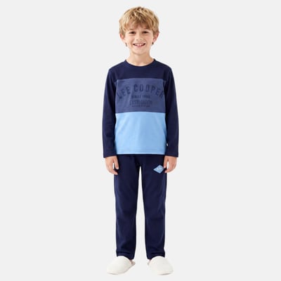 Pyjama imprimé à empiècements contrastés, col rond et manches longues COOL KIDS LEE COOPER