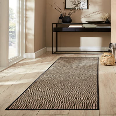 Tapis en jute de couloir antiderapant DIAMOND FLAIR RUGS