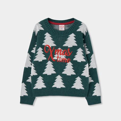 Pull unisexe imprimé sapins de Noël BOBOLI