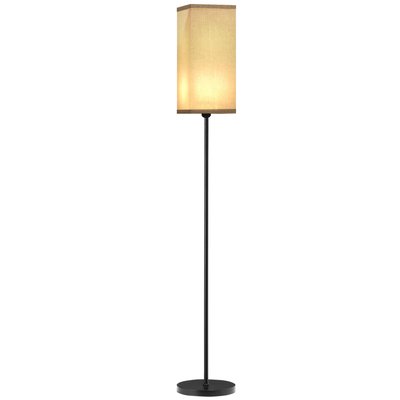 Lampadaire droit style moderne H.161 cm métal noir beige effet lin HOMCOM