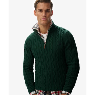 Pull Preppy Cotton Cable Half Zip coupe ajustée SUPERDRY