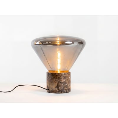 Lampe de table en verre effet miroir fumé gris et marbre céramique ANGEL CERDA