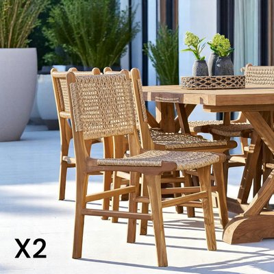 Chaise de jardin en teck et résine tressée (lot de 2) MENDOZA PIER IMPORT