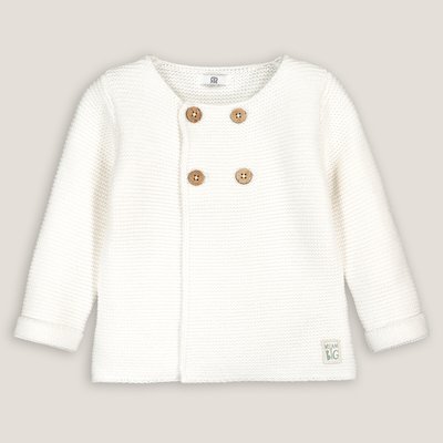 Garter Stitch Knitted Cardigan in Organic Cotton LA REDOUTE COLLECTIONS