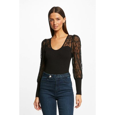 Pull manches longues en dentelle MORGAN