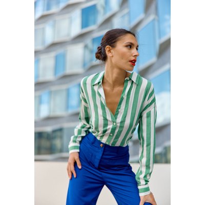 Chemise rayée verte femme sale