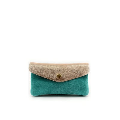 Pochette porte-monnaie en croute de cuir et cuir irisé COMBI OH MY BAG