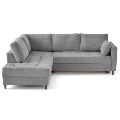 Canapé d'Angle Convertible en Velours texturé 5 places - ANNA LISA DESIGN