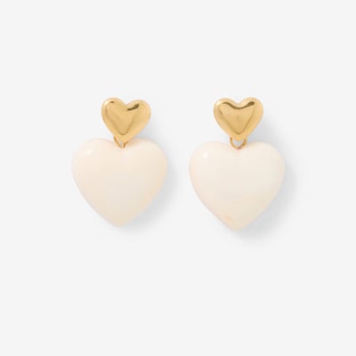 Boucles d'oreilles double cœur en acier et résine BALABOOSTE