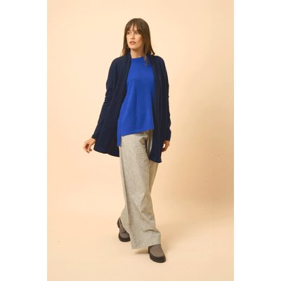 Gilet Long Ouvert Col Châle Navy Maddie JUST CASHMERE