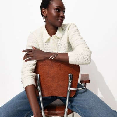 Pull polo en maille fantaisie PROMOD