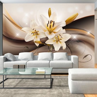 Papier peint intissé panoramique Fleurs Golden Lily EDEN