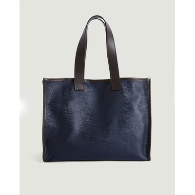 Sac cabas cuir bleu marine La Redoute