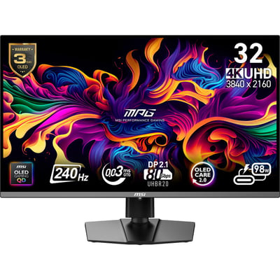 Ecran PC Gamer MPG 322URX 32" WUHD 240Hz QD-OLED HDR True Black 400 HDMI 2.1 USB-C 90W MSI