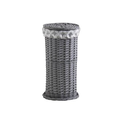 Porte-rouleau WC en osier gris teinté avec couvercle et doublure en coton AUBRY GASPARD