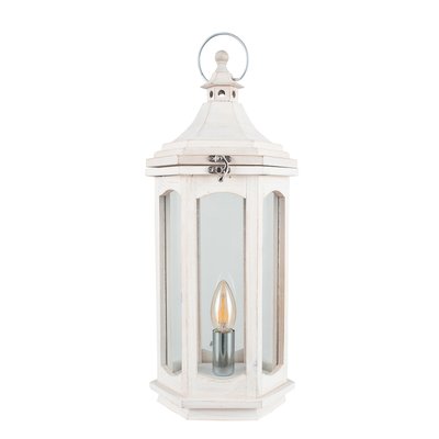 White Wash Wood Lantern Table Lamp SO'HOME