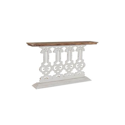 Console classique en bois blanc et plateau bois - 142x30x83cm WADIGA