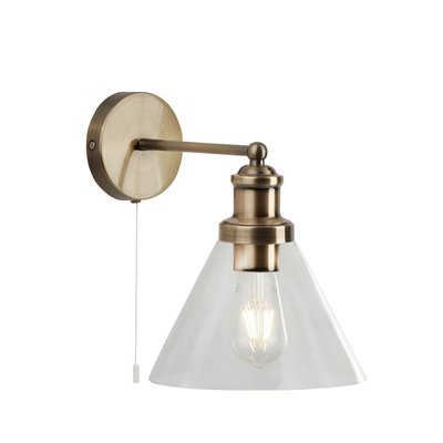 Antique Brass and Glass Pyramid Wall Light SO'HOME
