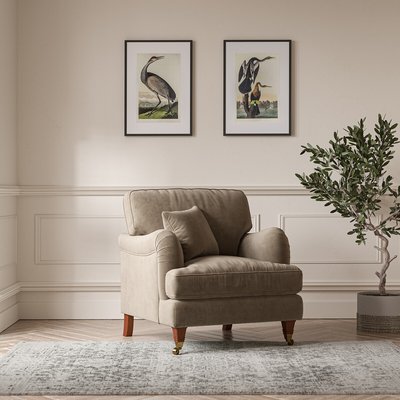 Emeline Velvet Armchair with Antique Castor Legs SO'HOME