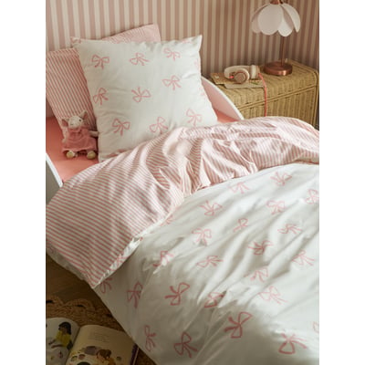 Parure housse de couette et taie d'oreiller NOEUDS avec coton recyclé VERTBAUDET