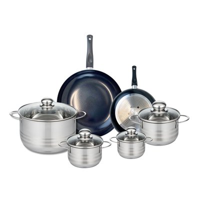 Set de 2 poêles 20 et 28 cm et 4 faitouts Prima Brillant ELO