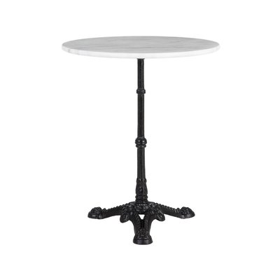 Table ronde bistrot métal noir et plateau marbre blanc - 60x60x71cm WADIGA