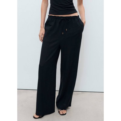 Pantalon lin taille élastique MANGO