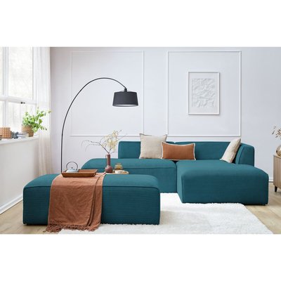 Canapé modulable 5 places en velours côtelé avec pouf, MEGEVE BOBOCHIC