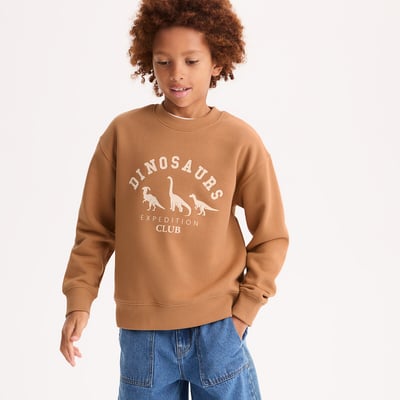 Sweat col rond, imprimé dinosaures, en molleton LA REDOUTE COLLECTIONS