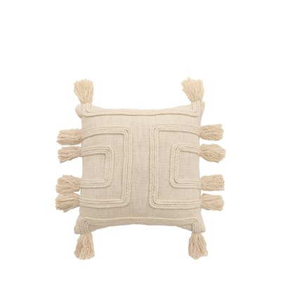 Natural Tasselled Tufted Filled Cushion SO'HOME