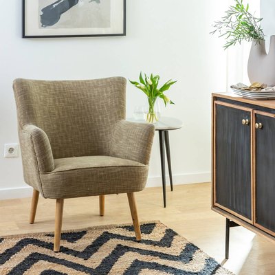 Fauteuil en coton kaki  CASTILLE MADE IN MEUBLES 